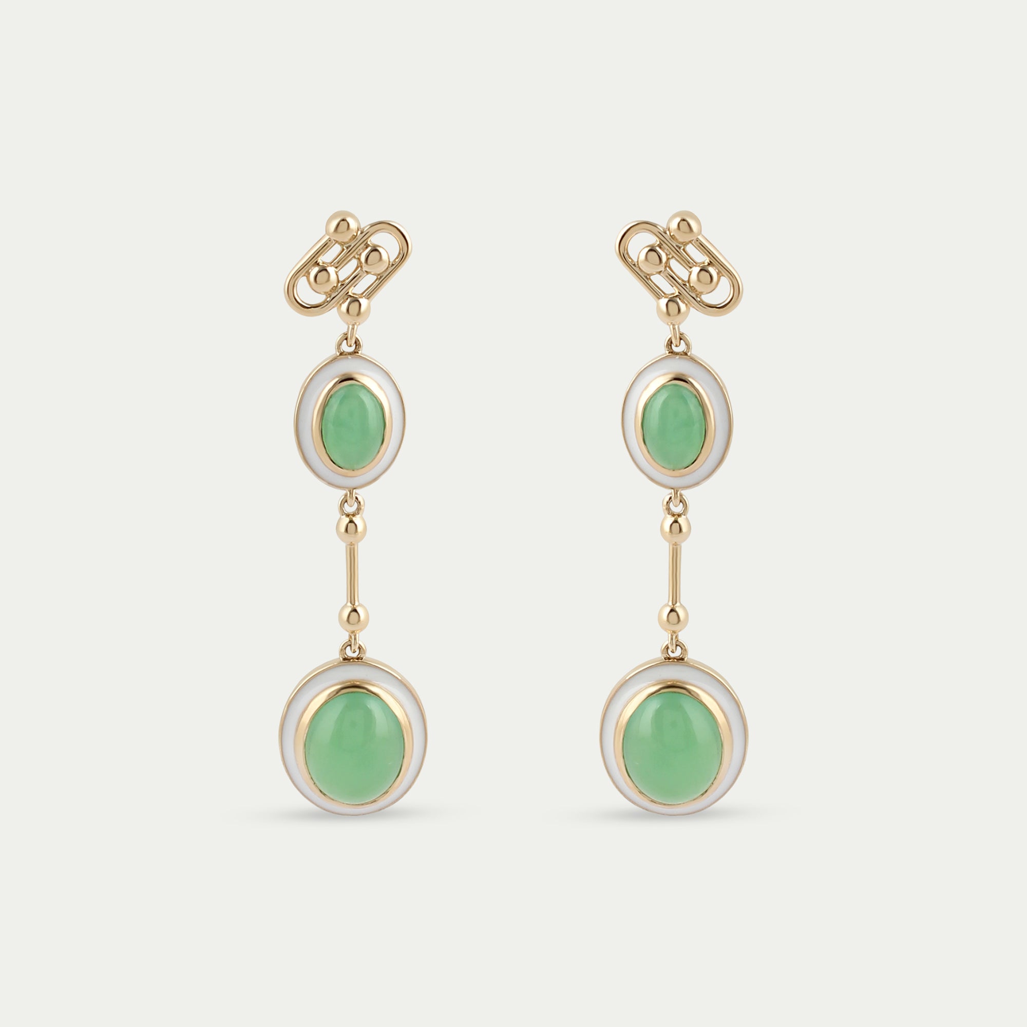 Neda Earrings Green Chrysopase 14k yellow gold