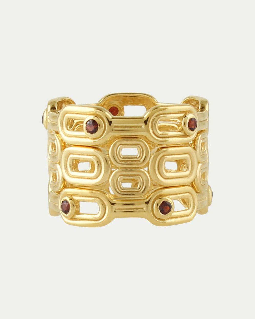 Silvana Link Rings - Red Garnet