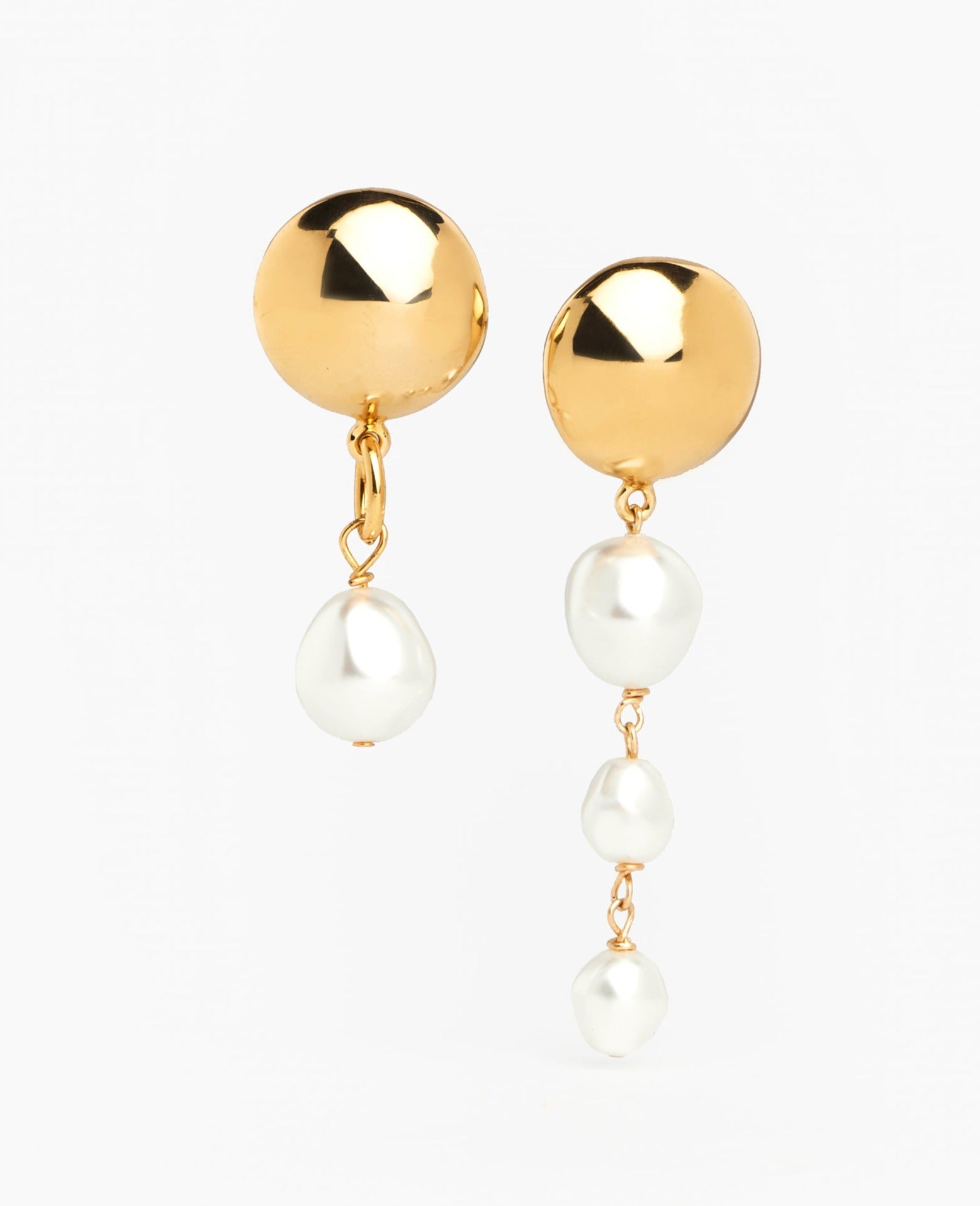 Sol Earrings - Gold & White Pearl