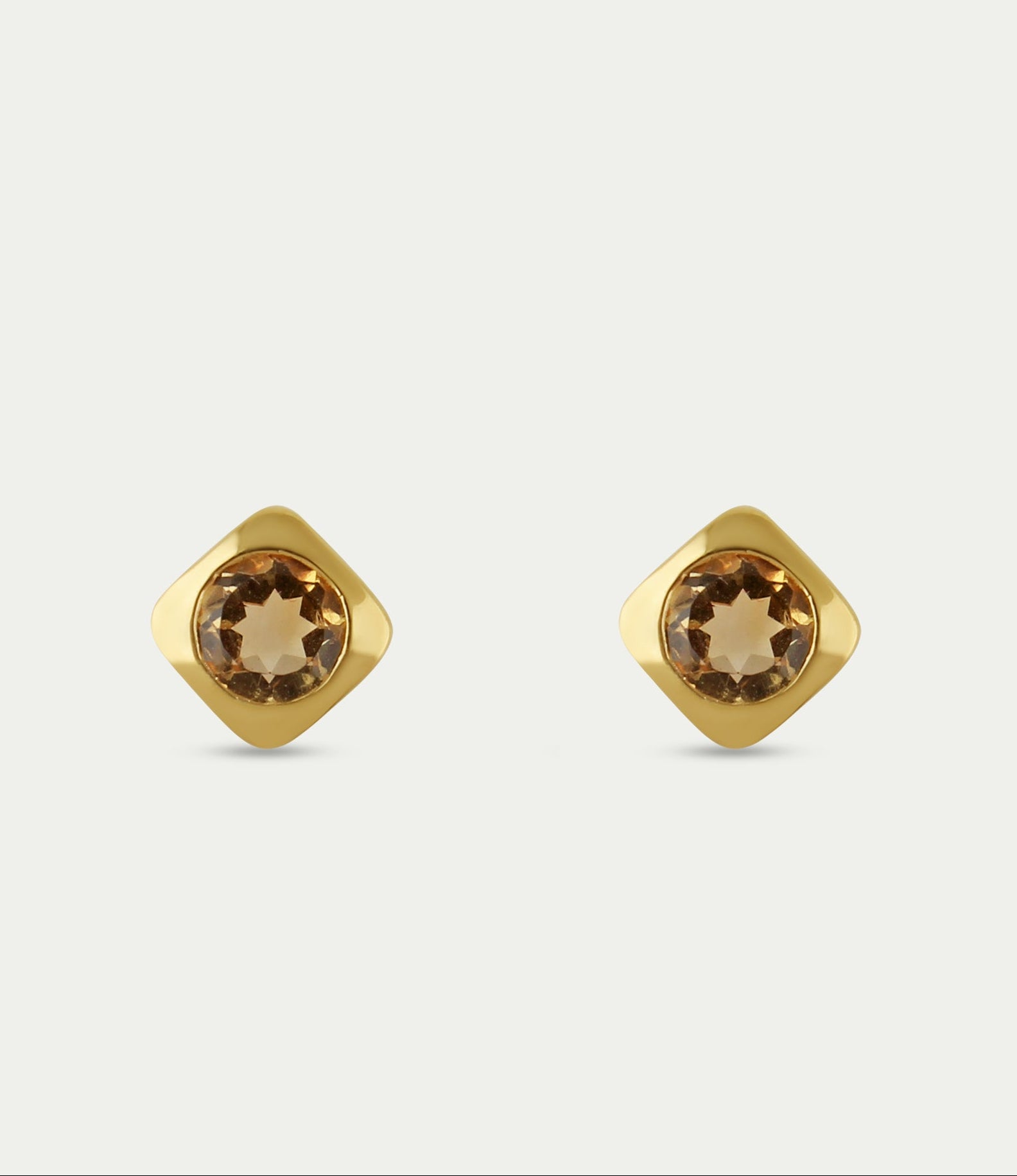 Deco Studs Gold - Citrine