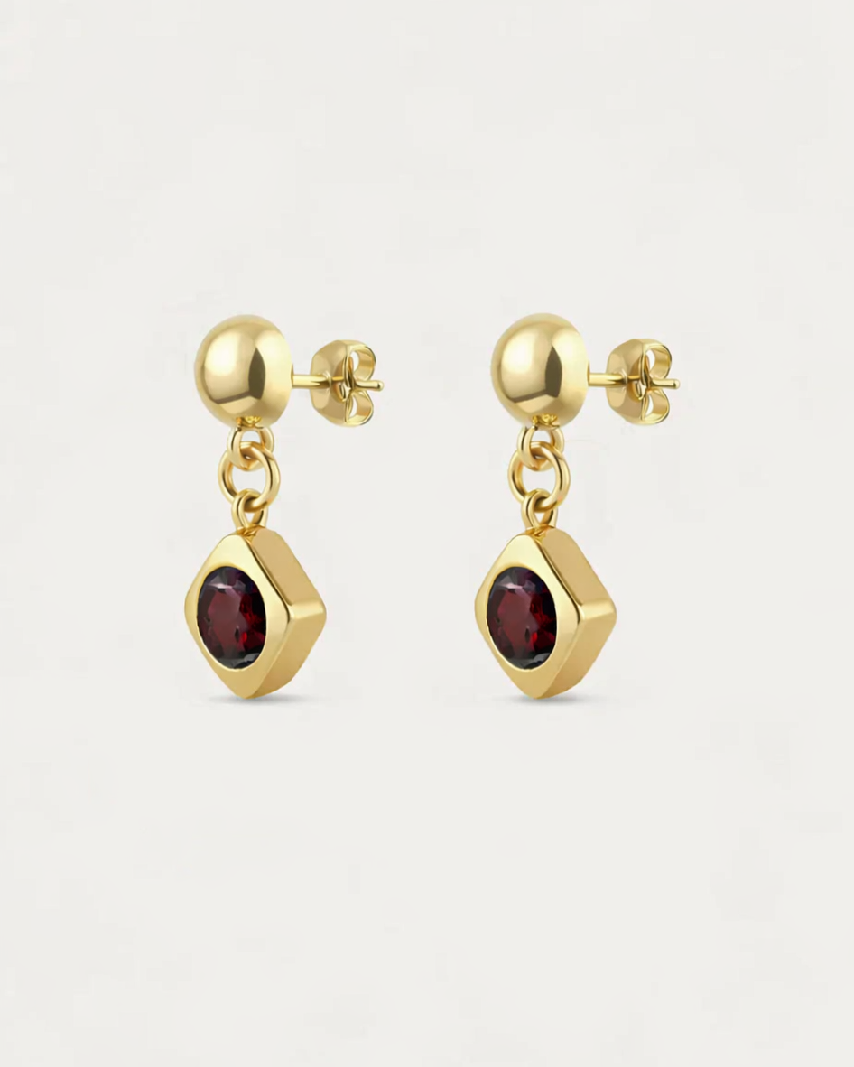 Lela Drop Earrings - Red Garnet