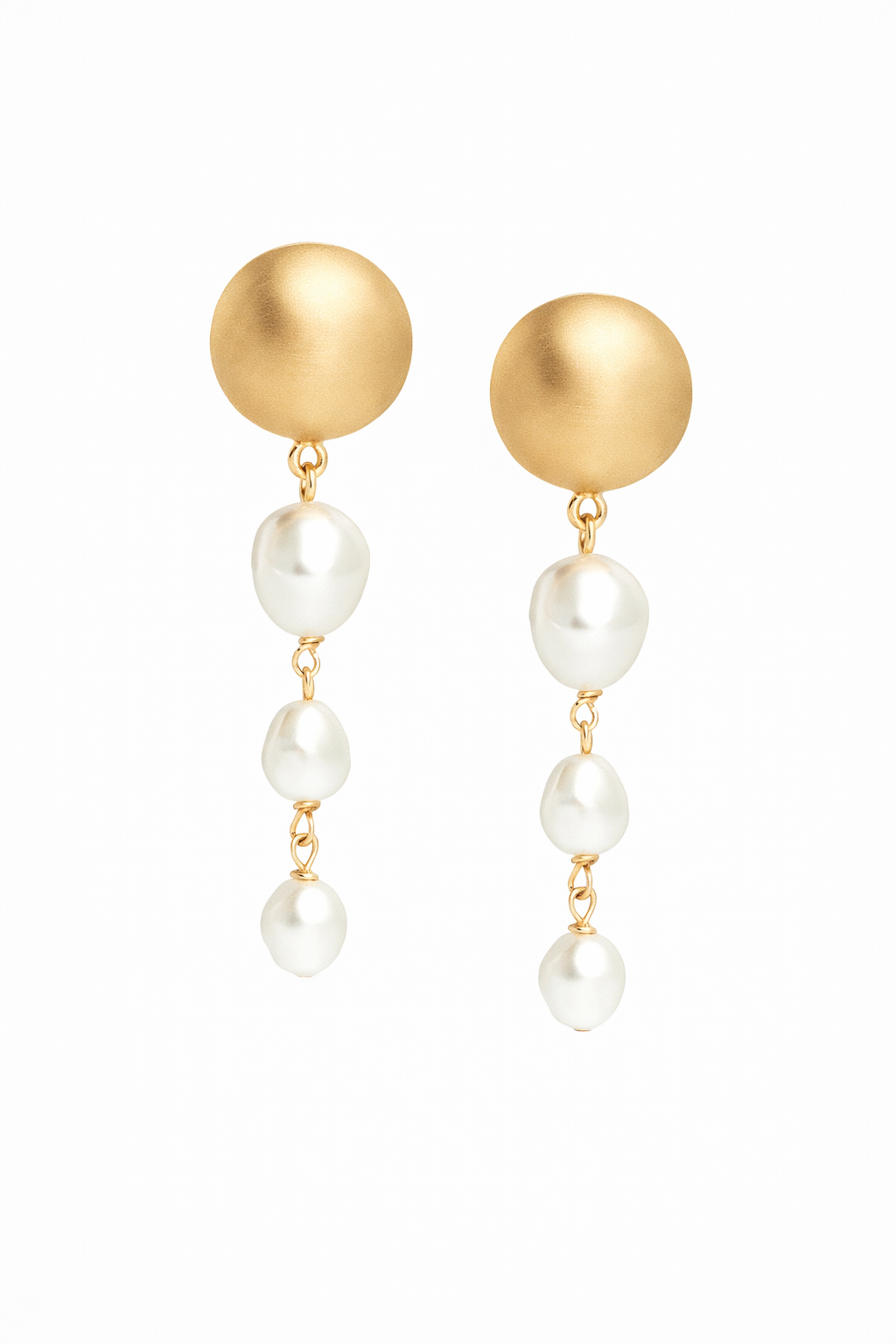 Sol Earrings - Gold & White Pearl