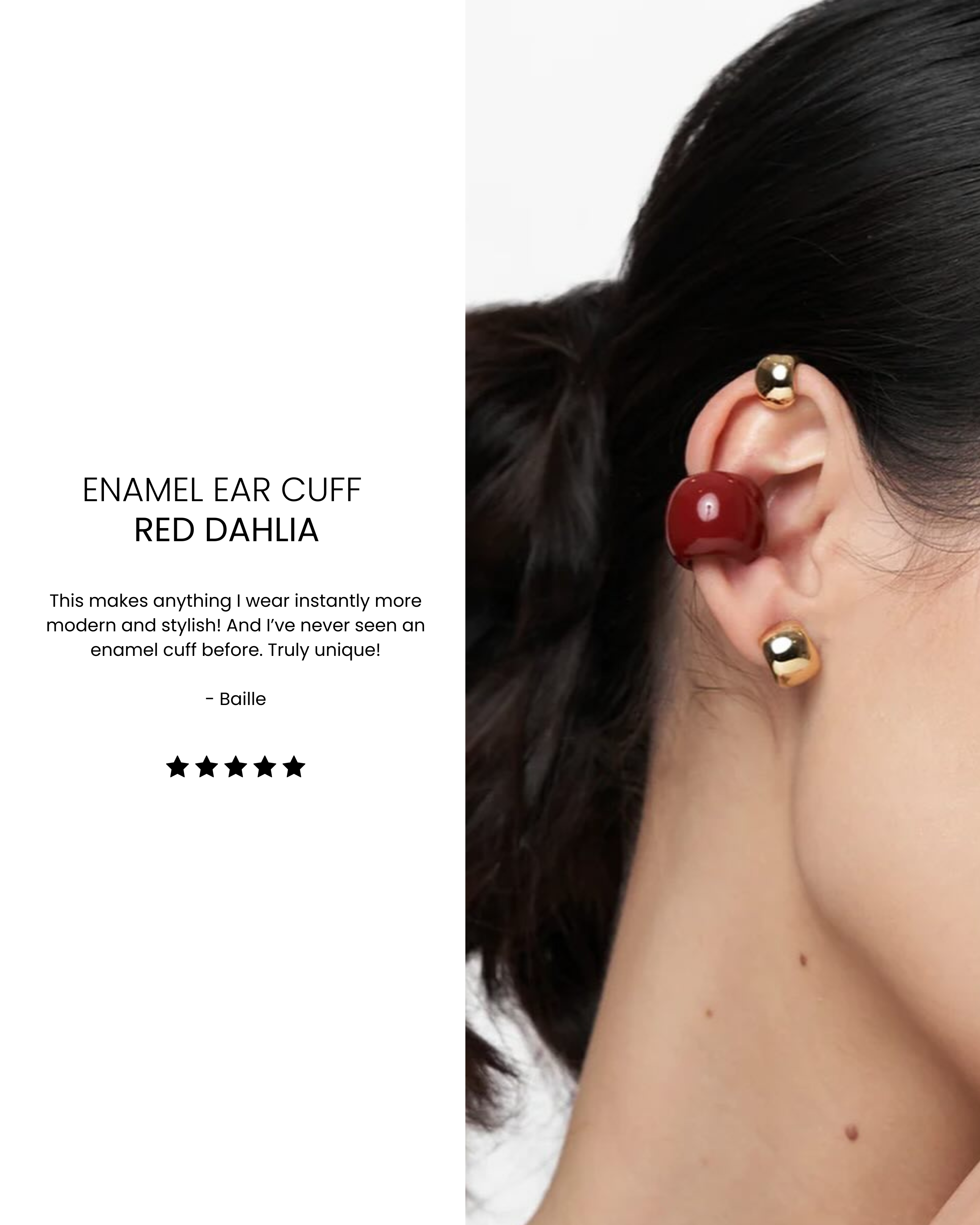 Enamel  Ear Cuff - Red Dahlia