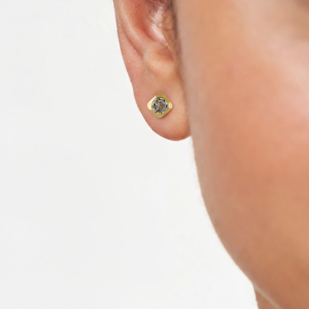 Deco Studs Gold - White Topaz