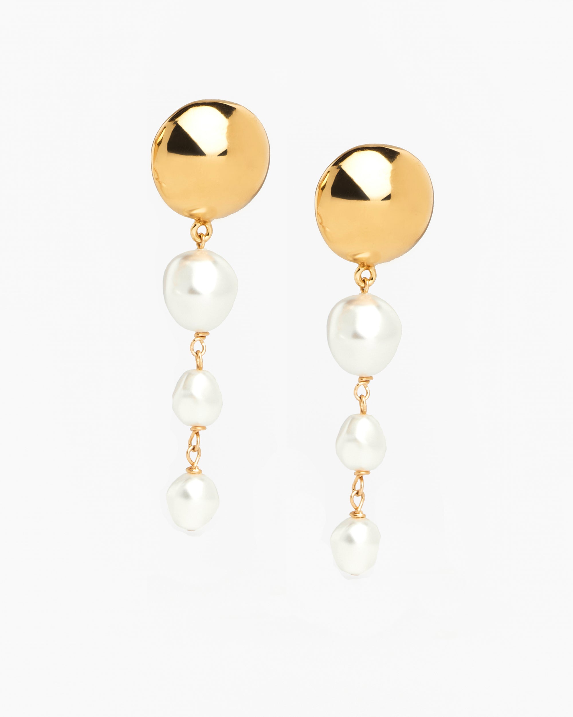 Sol Earrings - Gold & White Pearl