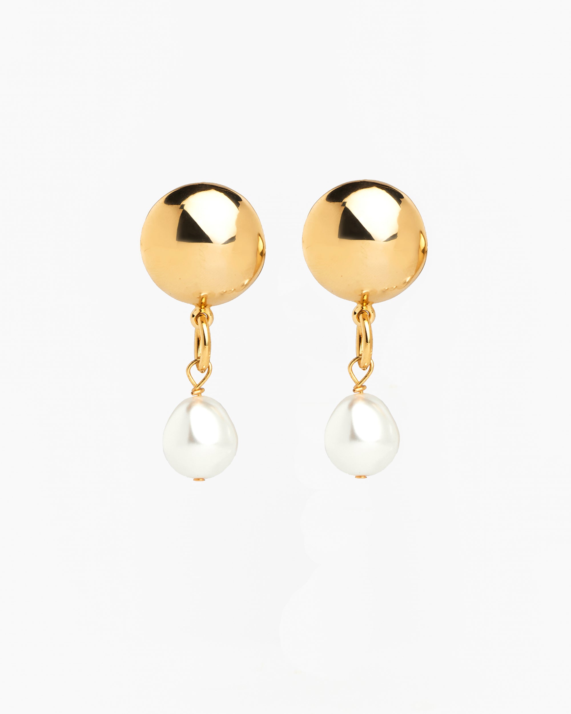 Sol Earrings - Gold & White Pearl