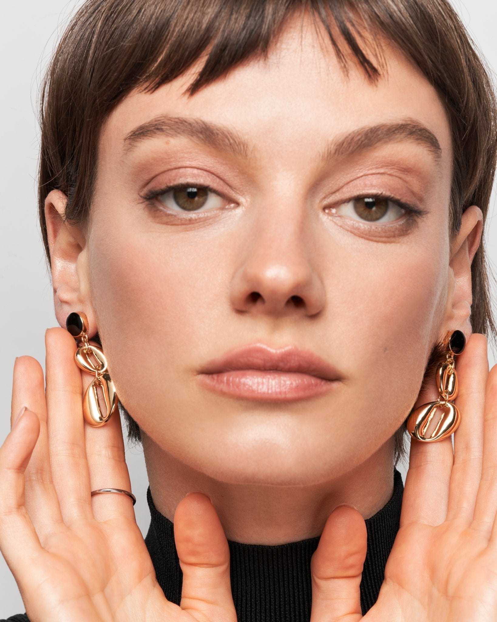 Florence Earrings - 14k Gold and Onyx Enamel - SOPHIE BLAKE NY