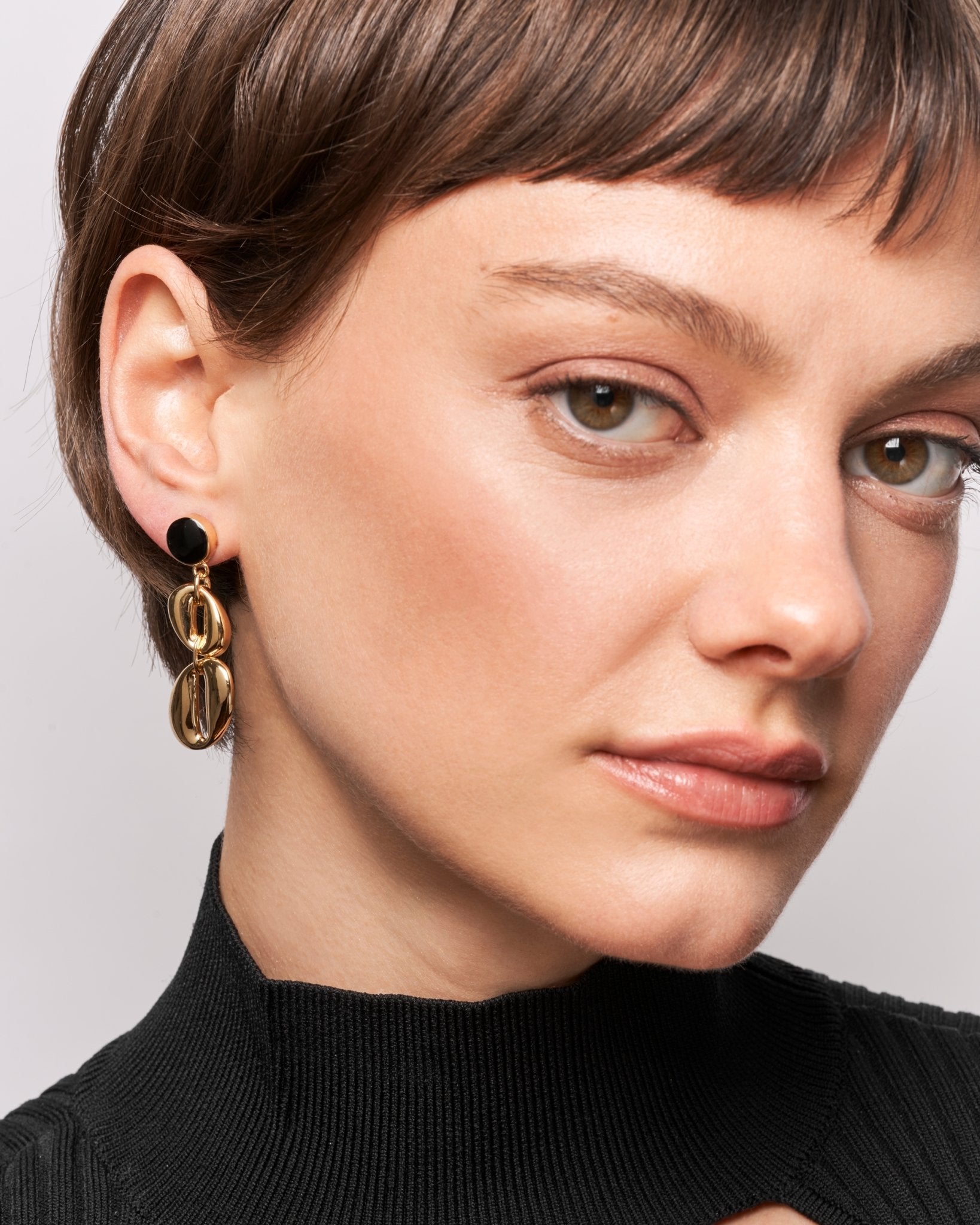 Florence Earrings - 14k Gold and Onyx Enamel - SOPHIE BLAKE NY