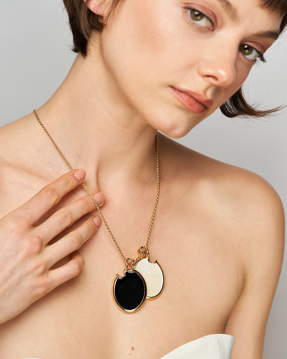 Rumor Double Sided Pendant Onyx - 925 Silver/14k Gold Plate - SOPHIE BLAKE NY