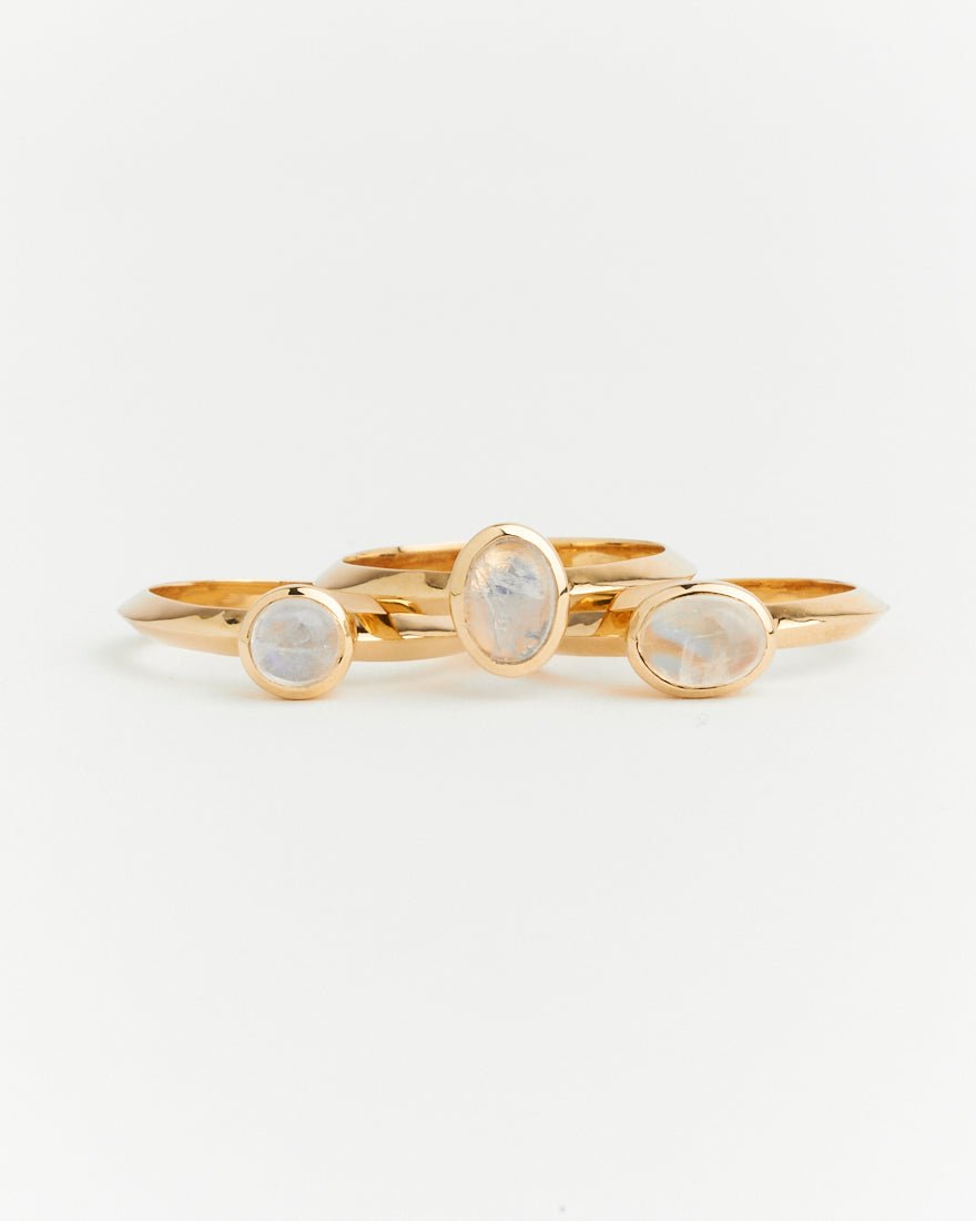 Trinity Ring Moonstone - 925 Silver/ 14k Gold finish - SOPHIE BLAKE NY