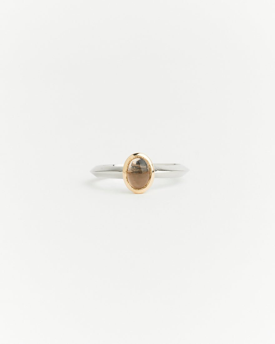 Trinity Ring Smokey Quartz - 925 Silver/ 14k Gold finish - SOPHIE BLAKE NY