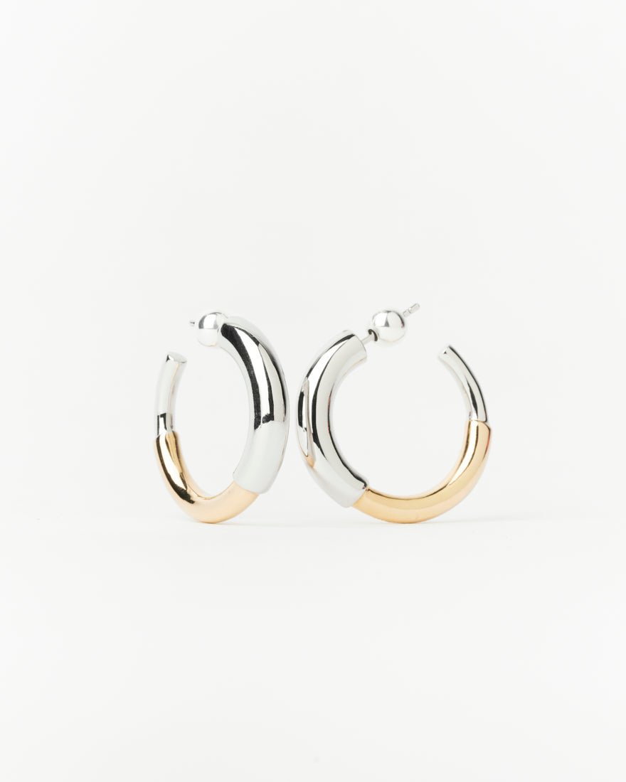 Two-tone Maggie Hoops - 925 Sterling Silver/14K Gold finish - SOPHIE BLAKE NY