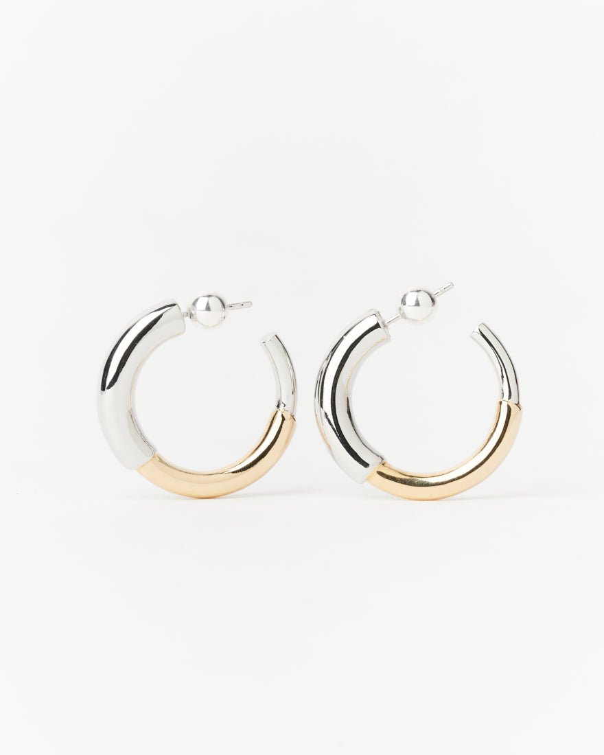 Two-tone Maggie Hoops - 925 Sterling Silver/14K Gold finish - SOPHIE BLAKE NY